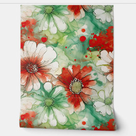 Crimson Yuletide Bloeit Botanisch Behang