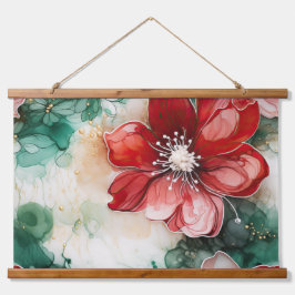 Crimson Yuletide Bloeit Botanisch Hangend Wandkleed