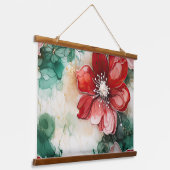 Crimson Yuletide Bloeit Botanisch Hangend Wandkleed (Gebogen)