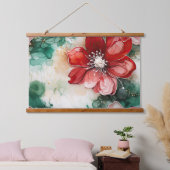 Crimson Yuletide Bloeit Botanisch Hangend Wandkleed (Slaapkamer)