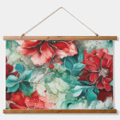 Crimson Yuletide Bloeit Botanisch Hangend Wandkleed (Voorkant)