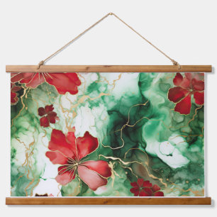 Crimson Yuletide Bloeit Botanisch Hangend Wandkleed