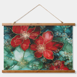 Crimson Yuletide Bloeit Botanisch Hangend Wandkleed