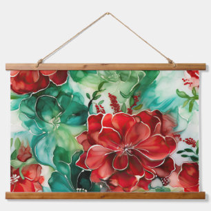 Crimson Yuletide Bloeit Botanisch Hangend Wandkleed