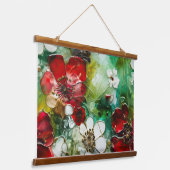 Crimson Yuletide Bloeit Botanisch Hangend Wandkleed (Gebogen)
