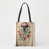 "Crimson Zee Elegance: Herbruikbare boodschappenta Tote Bag (Voorkant)