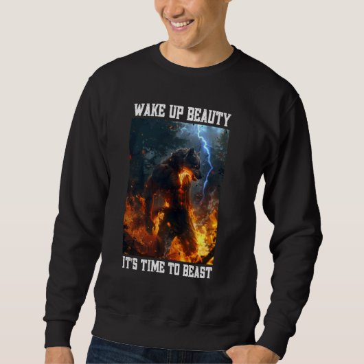Cringe Wolf Wake Up Beauty Cringy Alpha Wolf Cring Trui (Voorkant)