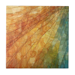 Crinkle Texture Keramische Tegel Sinaasappel, Geel Tegeltje