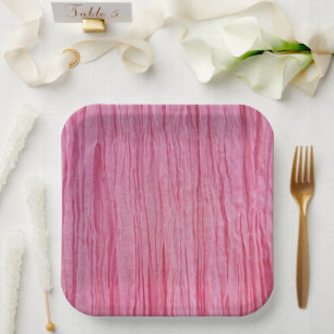Crinkled roze crêpe stof papieren bordje