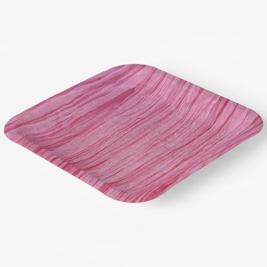 Crinkled roze crêpe stof papieren bordje (Gebogen)