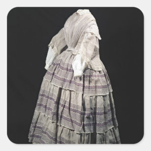Crinoline jurk, 1850-60 vierkante sticker