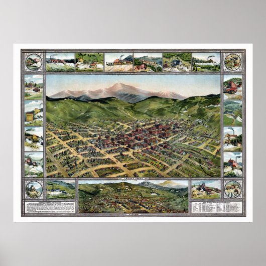 Cripple Creek, CO Panoramic Map - 1896 Poster (Voorkant)