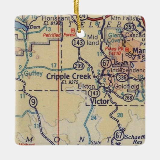 Cripple Creek  Map Keramisch Ornament (Voorkant)