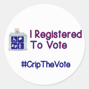 #CripTheVote I GEREGISTREERDE stickers (rond) klei