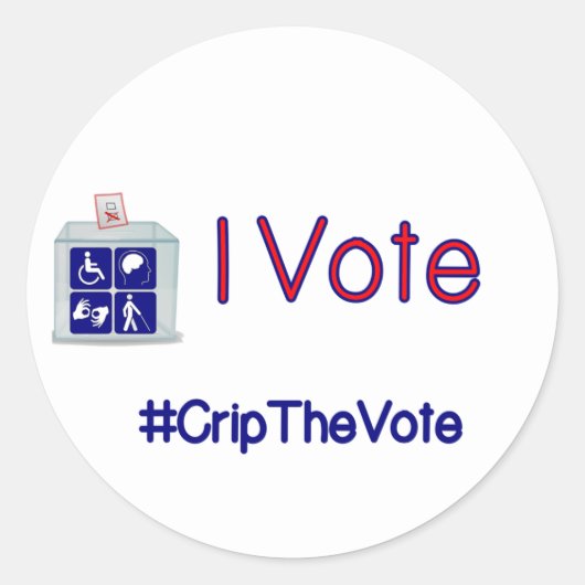 #CripTheVote Ik STEM stickers (rond) klein (Voorkant)