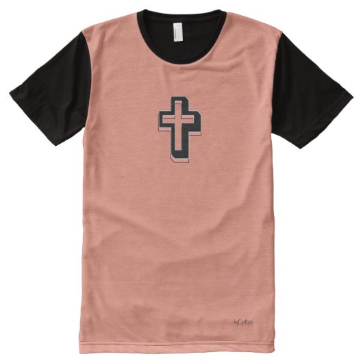 Crises Cross Coral Pink All-Over-Print T-shirt (Voorkant)