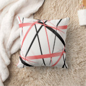 Crisis met koraal en zwarte strepen op wit kussen (Deken)