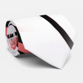 Crisis met koraal en zwarte strepen op wit stropdas (Opgerold)