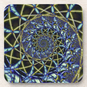 Crisiskruis | Gele en blauwe fractale kunst Bier Onderzetter (Voorkant)