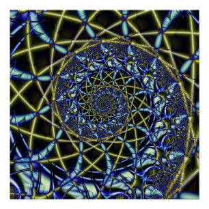 Crisiskruis Gele en blauwe fractale kunst Perfect Poster