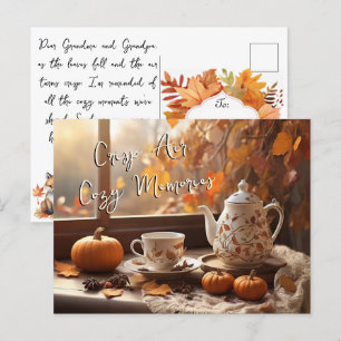 Crisp Air Cosy Memories Autumn Leaves Theepot Mok Briefkaart