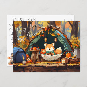 Crisp Air Cozy Memories Herfst bladeren Camping Fo Briefkaart