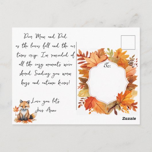 Crisp Air Cozy Memories Herfst bladeren Camping Fo Briefkaart (Achterkant)