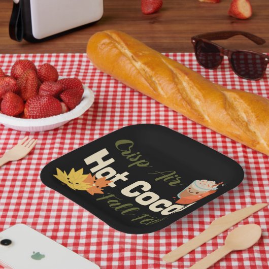 Crisp Air Hot Cacao Herfst Voelt Papieren Bordje (Picknick)