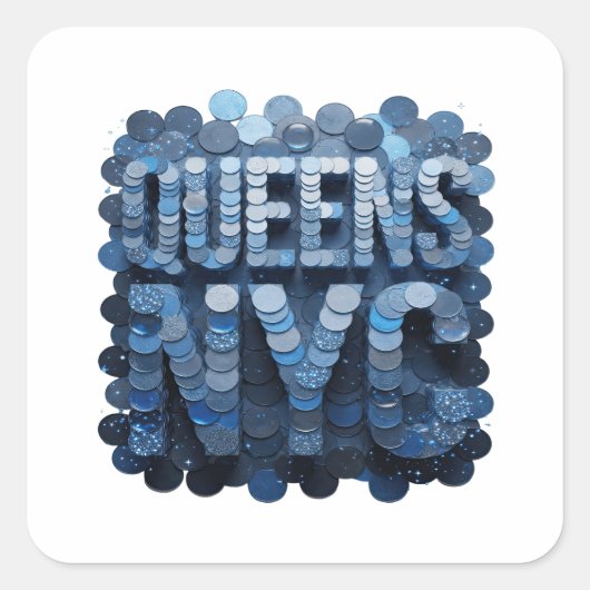 Crisp Blue QUEENS NYC Cadeau Sticker (Voorkant)