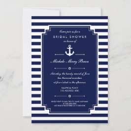 Crisp Blue White Nautical Bridal Shower Kaart