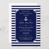 Crisp Blue White Nautical Bridal Shower Kaart (Voorkant / Achterkant)