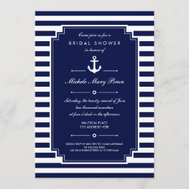 Crisp Blue White Nautical Bridal Shower Kaart
