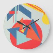 Crisp Contemporary of Blue and Orange Wall Clock Grote Klok (Voorkant)
