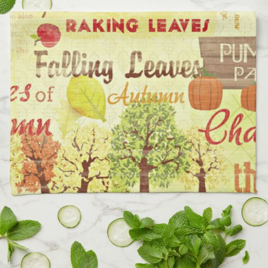 Crisp Dagen van Herfst Herfst Thema Keukenhanddoek (Gevouwen)