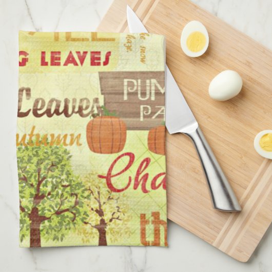 Crisp Dagen van Herfst Herfst Thema Keukenhanddoek (Quarter Fold)
