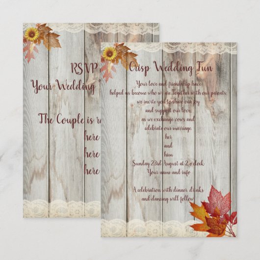 Crisp Fun Wedding Kaart (Voorkant / Achterkant)