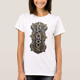 Crisp Gold INFAMOUS Slogan Design T-shirt