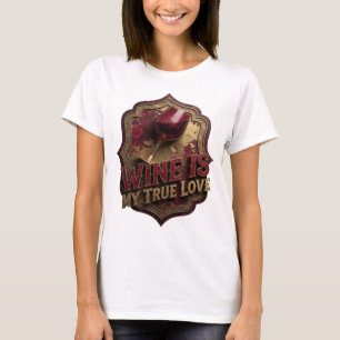 Crisp Gold WIJN IS MIJN ECHTE LIEFDE Statement T-s T-shirt