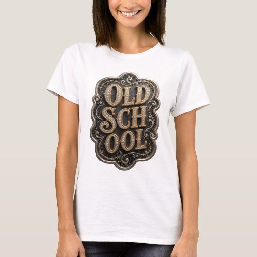 Crisp Goud OLD SCHOOL Citaat Design T-shirt (Voorkant)