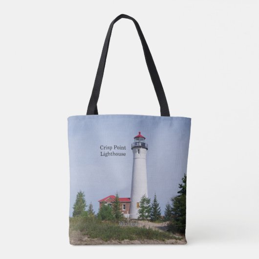 Crisp Point Lighthouse over de hele canvas tas (Achterkant)