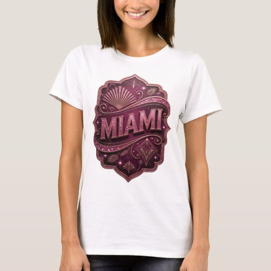 Crisp Roze MIAMI Grafische T-shirt (Voorkant)
