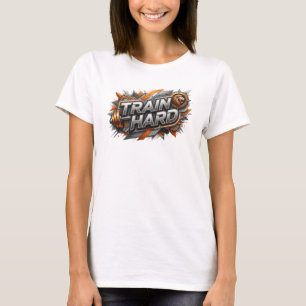 Crisp Roze TRAIN HARD Artistiek Motief T-shirt