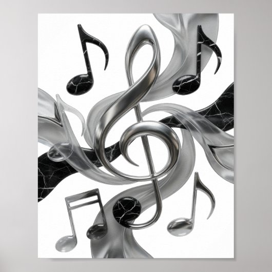 Crisp Silver MUSIC IN MOTION Slogan Design Poster (Voorkant)