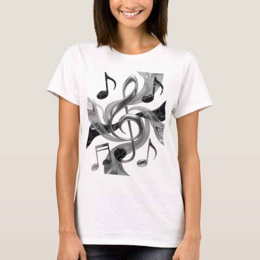 Crisp Silver MUSIC IN MOTION Slogan Design T-shirt (Voorkant)