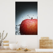 Crisp Vitality: Rode Appel Watersplash Kunst Poster (Keuken)