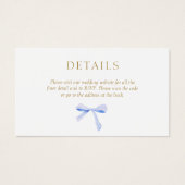 Crisp White | Blue Ribbon Wedding Details QR Code Visitekaartje (Voorkant)