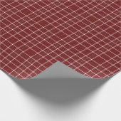 Crisp White en Maroon Fine Line Tartan Cadeaupapier (Hoek)