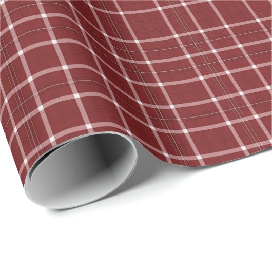 Crisp White en Maroon Fine Line Tartan Cadeaupapier (Rol Hoek)