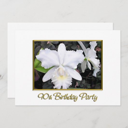 Crisp White Orchids Birthday Party 90 Kaart (Voorkant / Achterkant)