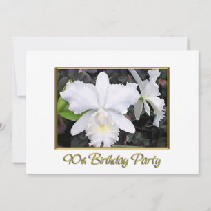 Crisp White Orchids Birthday Party 90 Kaart